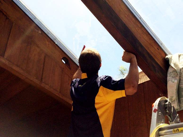 Installing window film on skylight