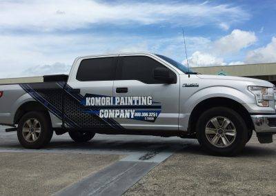 Ford F150 with custom commercial vinyl installed on the side